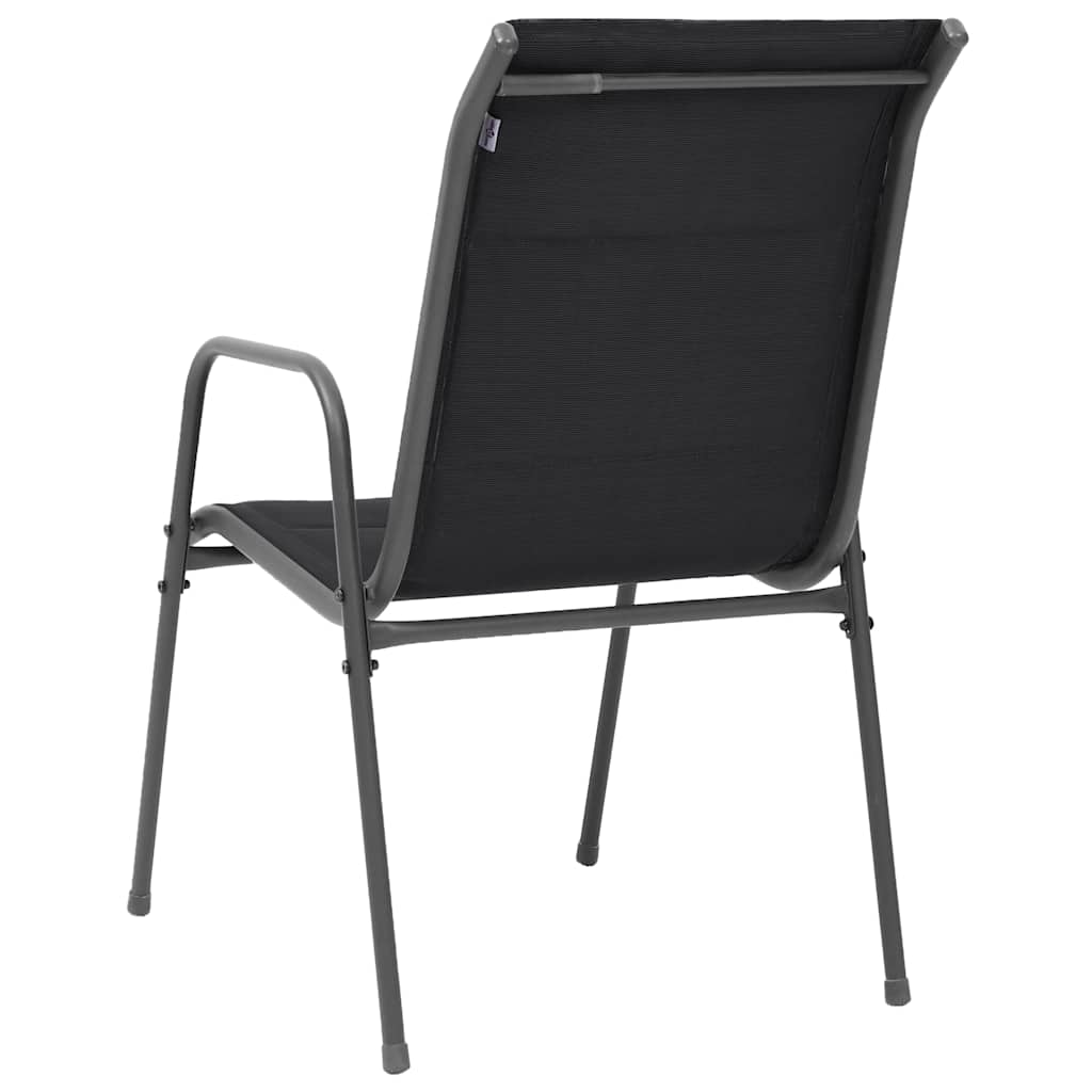 vidaXL Tuinstoelen stapelbaar 2 st staal en textileen zwart
