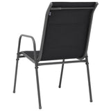 vidaXL Tuinstoelen stapelbaar 2 st staal en textileen zwart