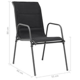 vidaXL Tuinstoelen stapelbaar 2 st staal en textileen zwart