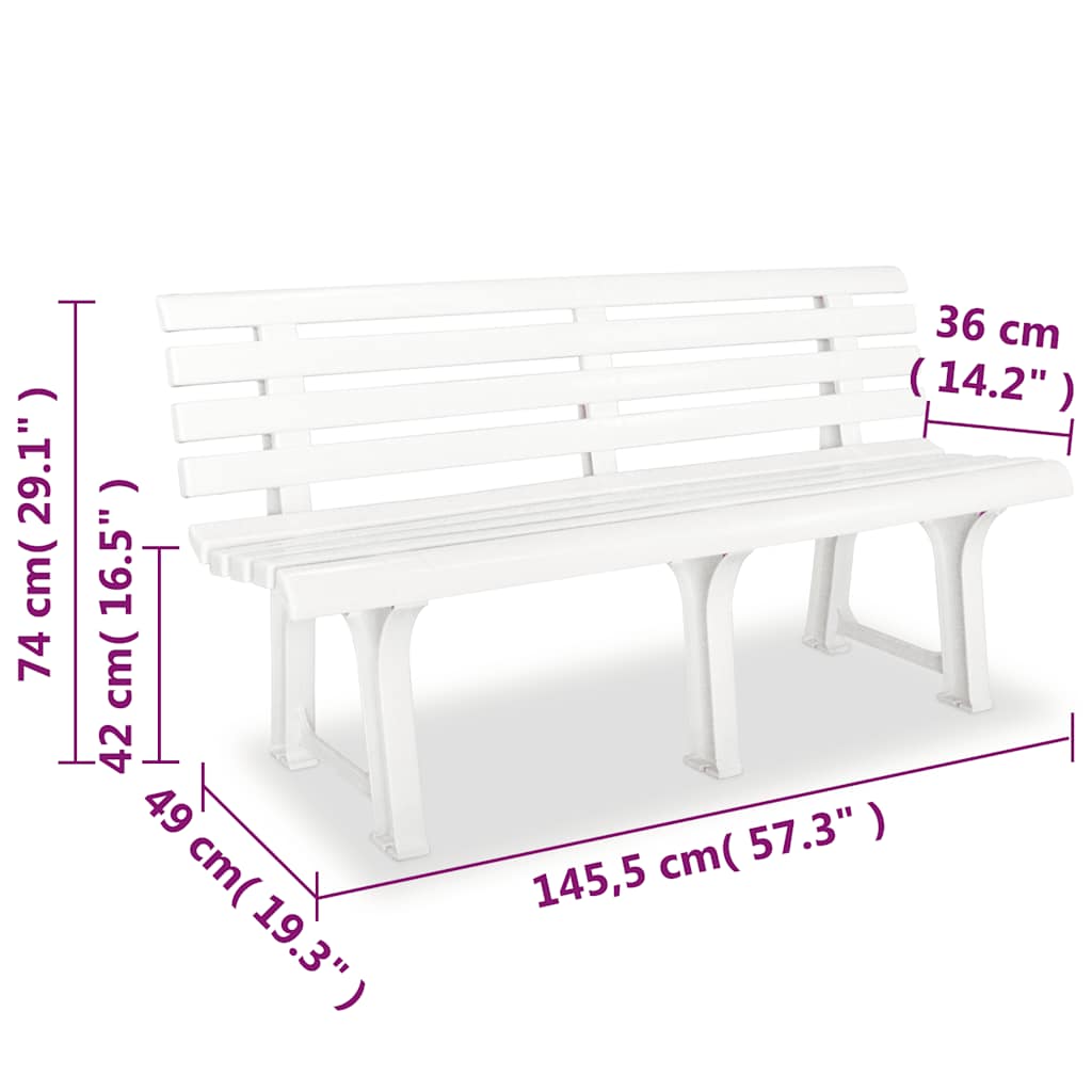 vidaXl Tuinbank 145,5 cm kunststof wit