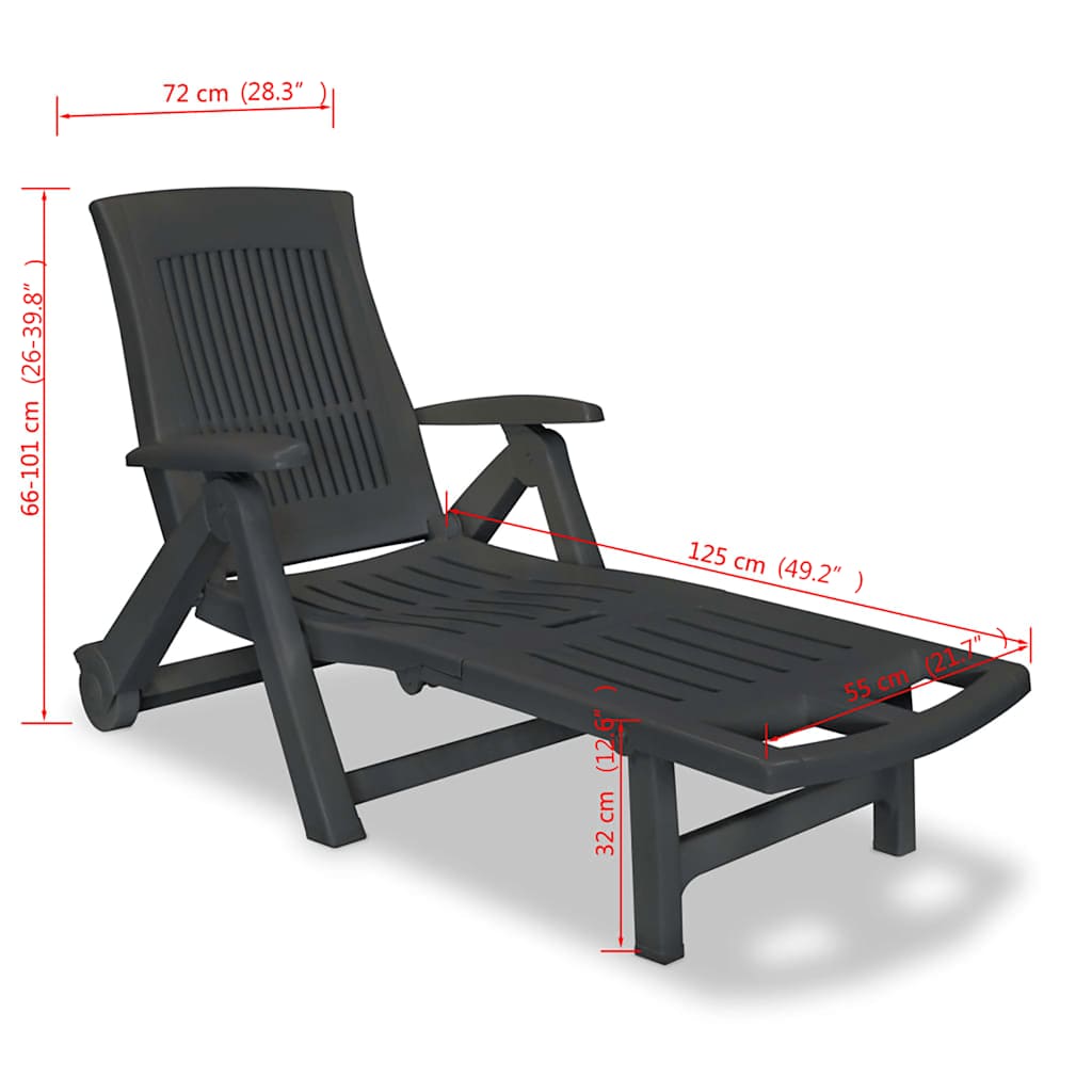 vidaXL Sun Lounger with Footrest Plastic White