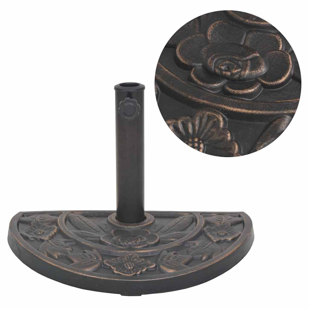 vidaXL Half-Round Parasol Base 9 kg Resin Bronze-Coloured