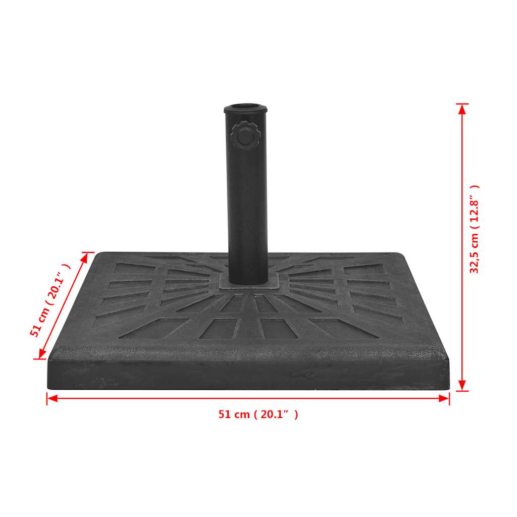 vidaXL Parasol Base Square 19 kg Resin Black