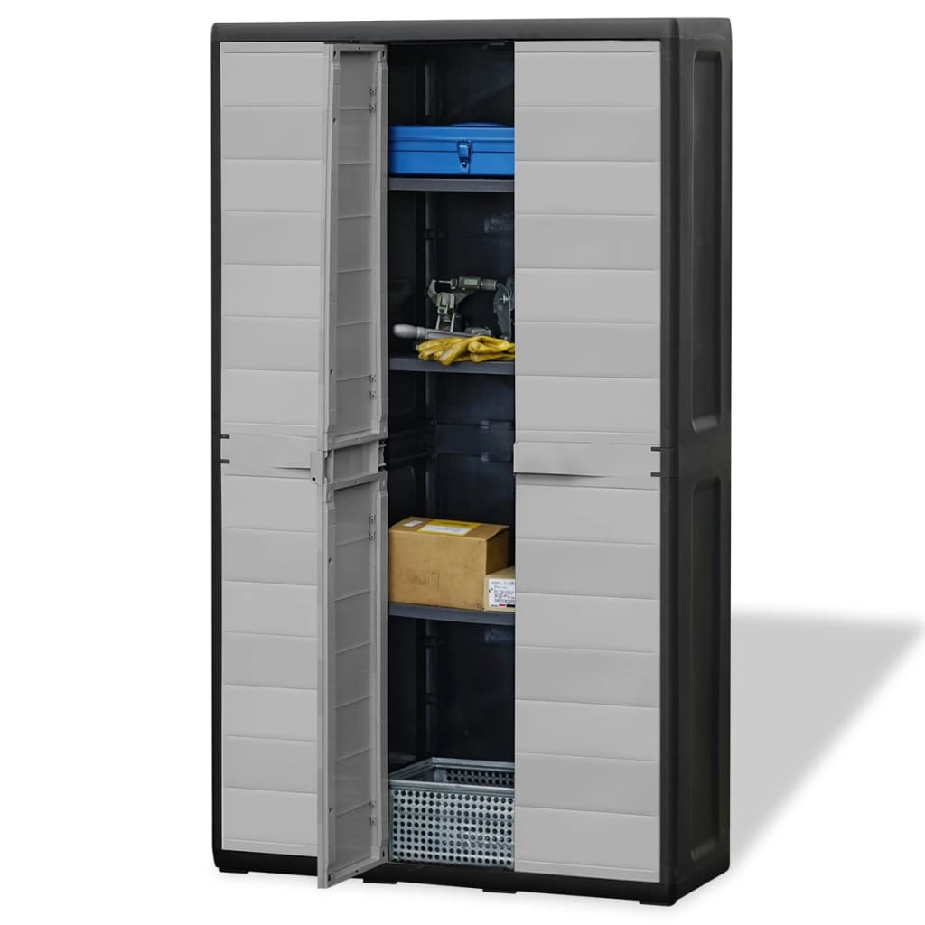 vidaXL Tuinkast met 4 schappen zwart