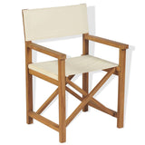 vidaXL Folding Director's Chairs 2 pcs Solid Teak Cream