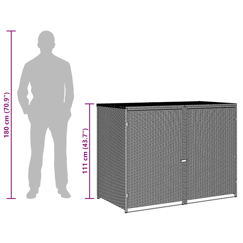 vidaXL Containerberging dubbel 148x80x111 cm poly rattan zwart