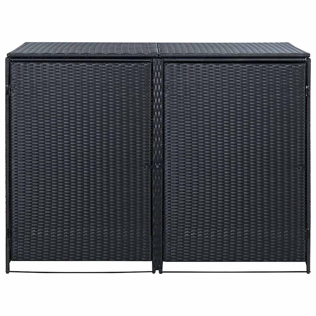 vidaXL Containerberging dubbel 148x80x111 cm poly rattan zwart