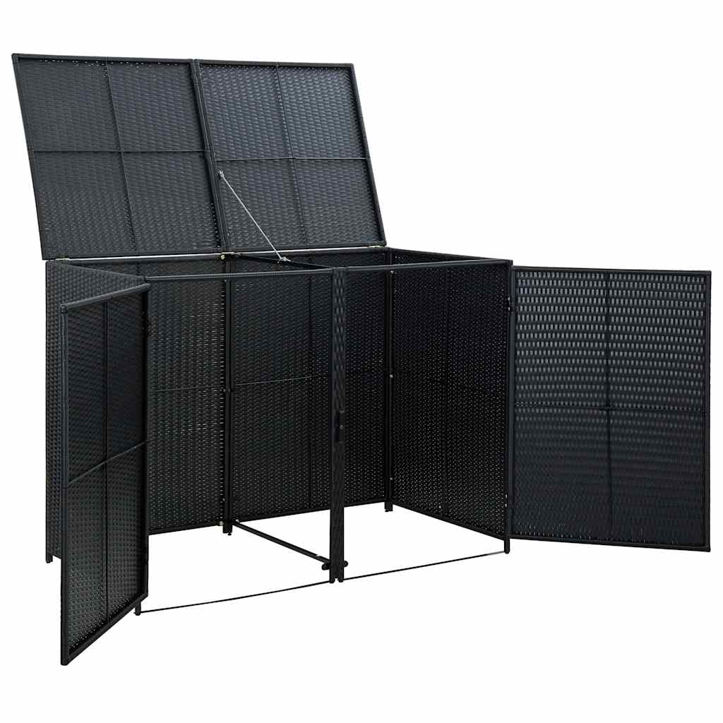 vidaXL Containerberging dubbel 148x80x111 cm poly rattan zwart