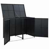 vidaXL Containerberging dubbel 148x80x111 cm poly rattan zwart