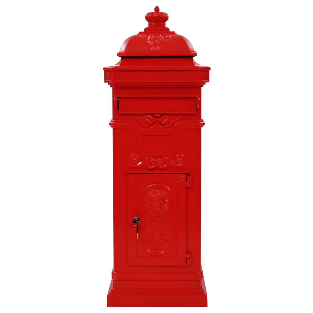 vidaXL Pilaar brievenbus vintage stijl roestbestendig aluminium zwart