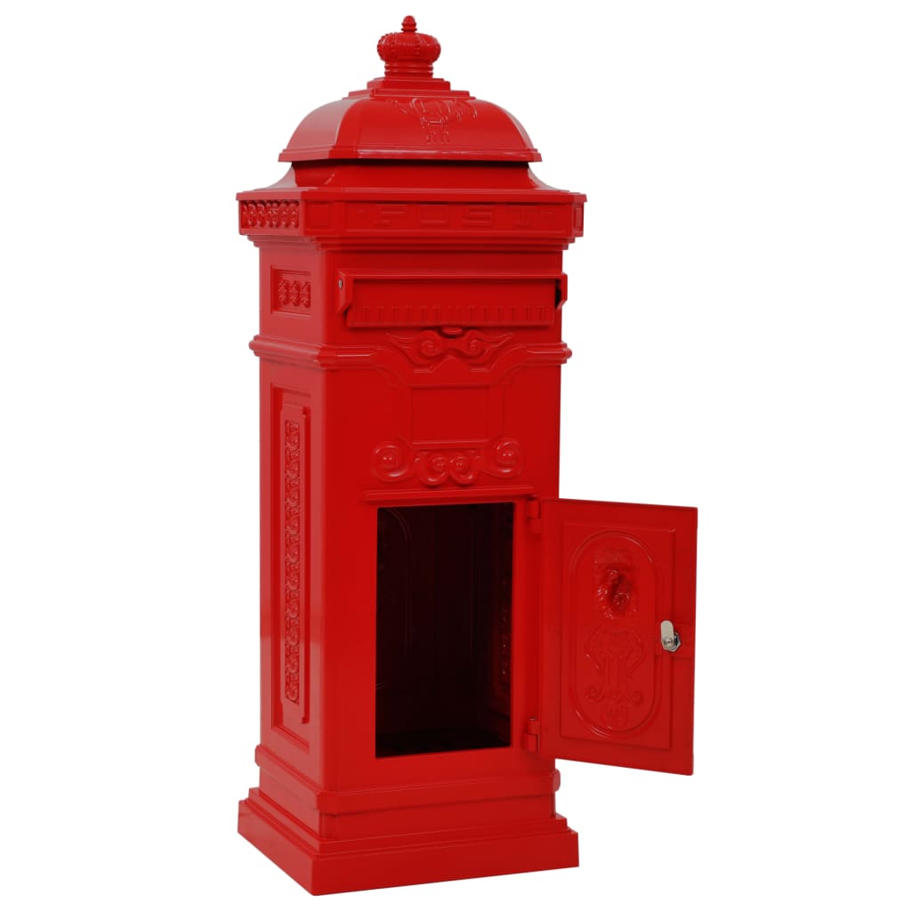 vidaXL Pilaar brievenbus vintage stijl roestbestendig aluminium zwart