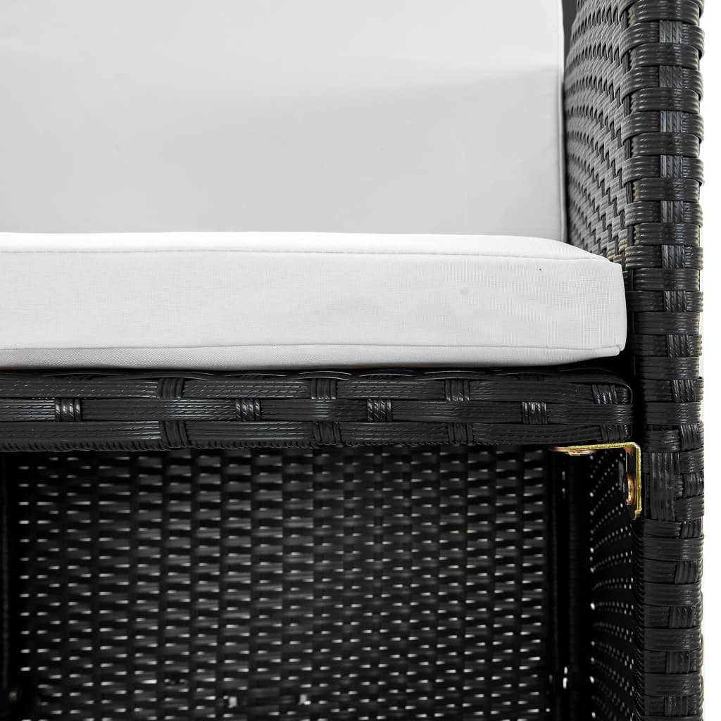 vidaXL 5-delige Tuinset met kussens poly rattan zwart