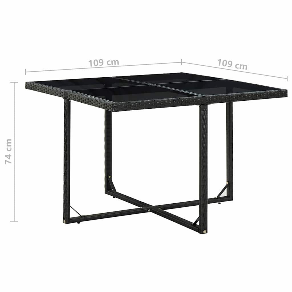 vidaXL 5-delige Tuinset met kussens poly rattan zwart