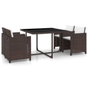 vidaXL 5-delige Tuinset met kussens poly rattan zwart