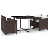 vidaXL 5-delige Tuinset met kussens poly rattan zwart