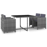 vidaXL 5-delige Tuinset met kussens poly rattan zwart