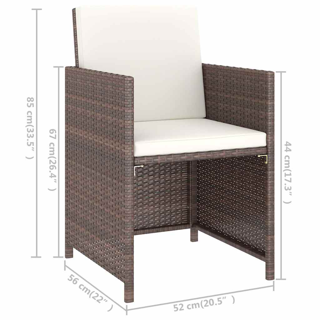 vidaXL 6-delige Tuinset met kussens poly rattan zwart