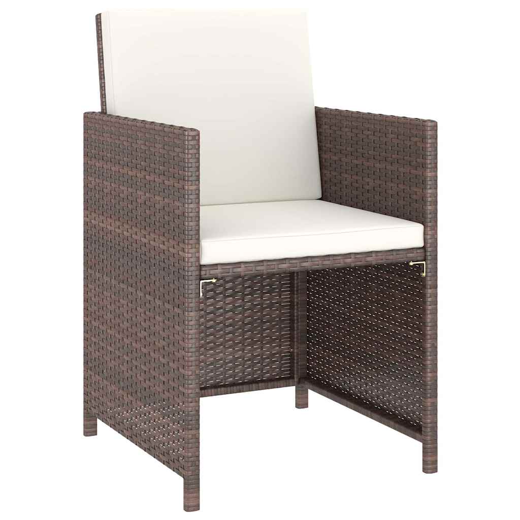 vidaXL 6-delige Tuinset met kussens poly rattan zwart