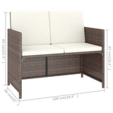 vidaXL 6-delige Tuinset met kussens poly rattan zwart