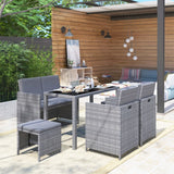 vidaXL 6-delige Tuinset met kussens poly rattan zwart