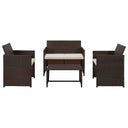 vidaXL 4-delige Loungeset met kussens poly rattan zwart