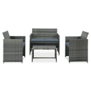 vidaXL 4-delige Loungeset met kussens poly rattan zwart