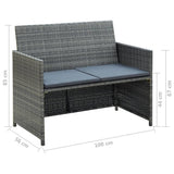 vidaXL 4-delige Loungeset met kussens poly rattan zwart