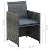 vidaXL 4-delige Loungeset met kussens poly rattan zwart
