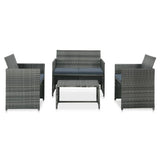 vidaXL 4-delige Loungeset met kussens poly rattan zwart