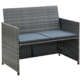 vidaXL 4-delige Loungeset met kussens poly rattan zwart