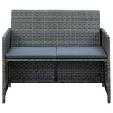 vidaXL 4-delige Loungeset met kussens poly rattan zwart