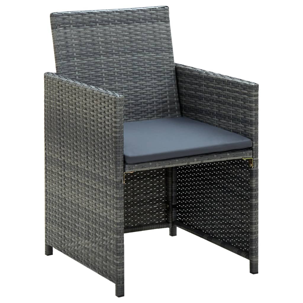 vidaXL 4-delige Loungeset met kussens poly rattan zwart
