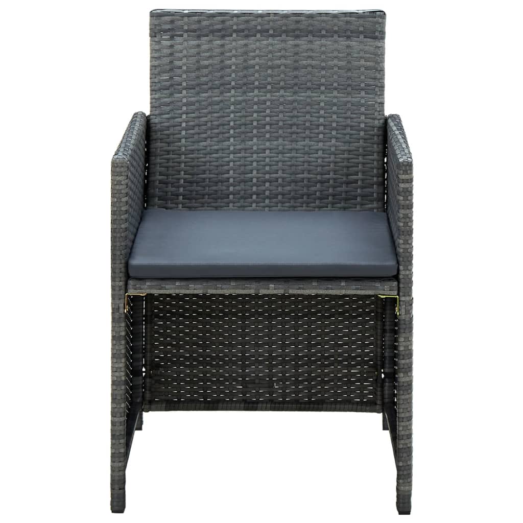 vidaXL 4-delige Loungeset met kussens poly rattan zwart