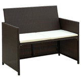 vidaXL Tuinbank 2-zits met kussens poly rattan zwart