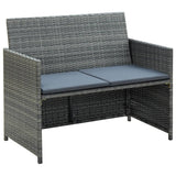 vidaXL Tuinbank 2-zits met kussens poly rattan zwart