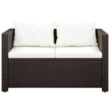 vidaXL 3-delige Loungeset met kussens poly rattan zwart