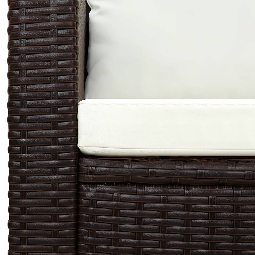 vidaXL 3-delige Loungeset met kussens poly rattan zwart