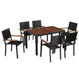 vidaXL 5-delige Tuinset poly rattan en acaciahout zwart