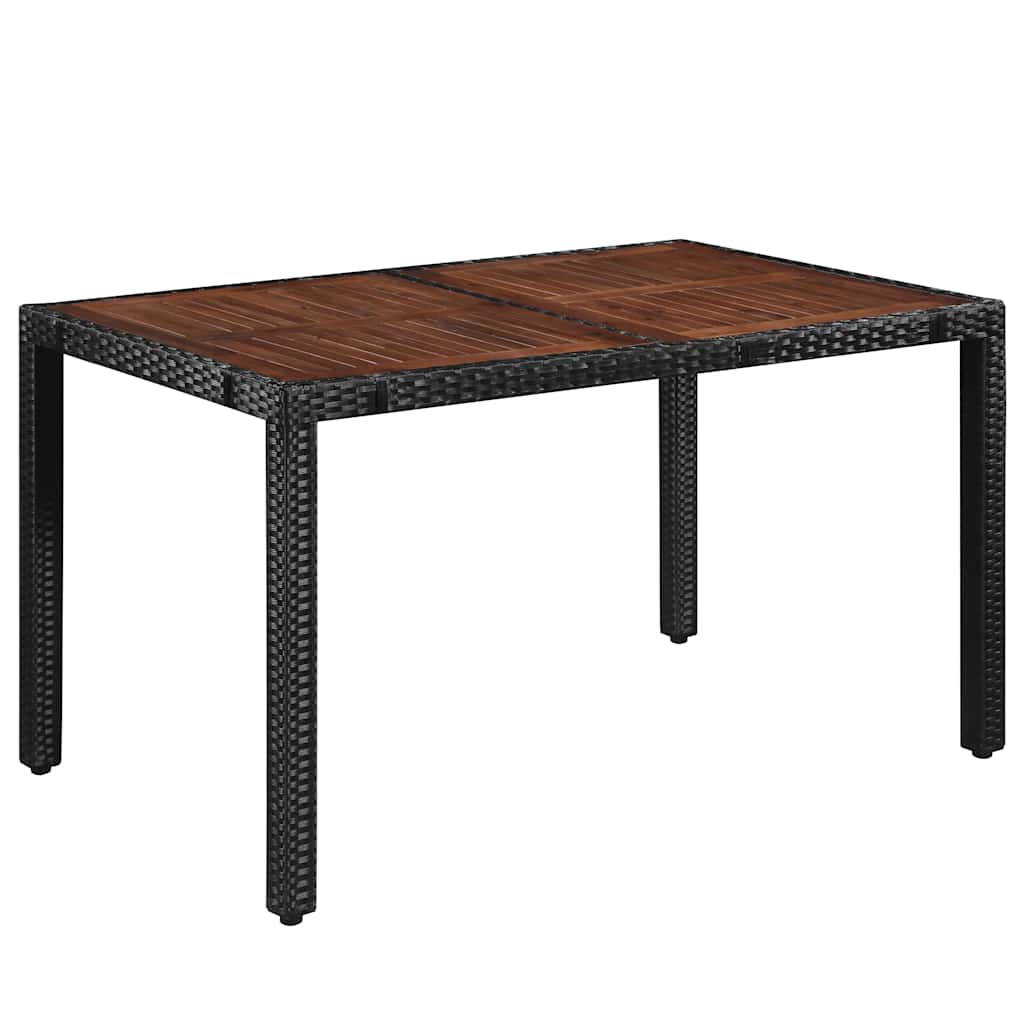 vidaXL 5-delige Tuinset poly rattan en acaciahout zwart