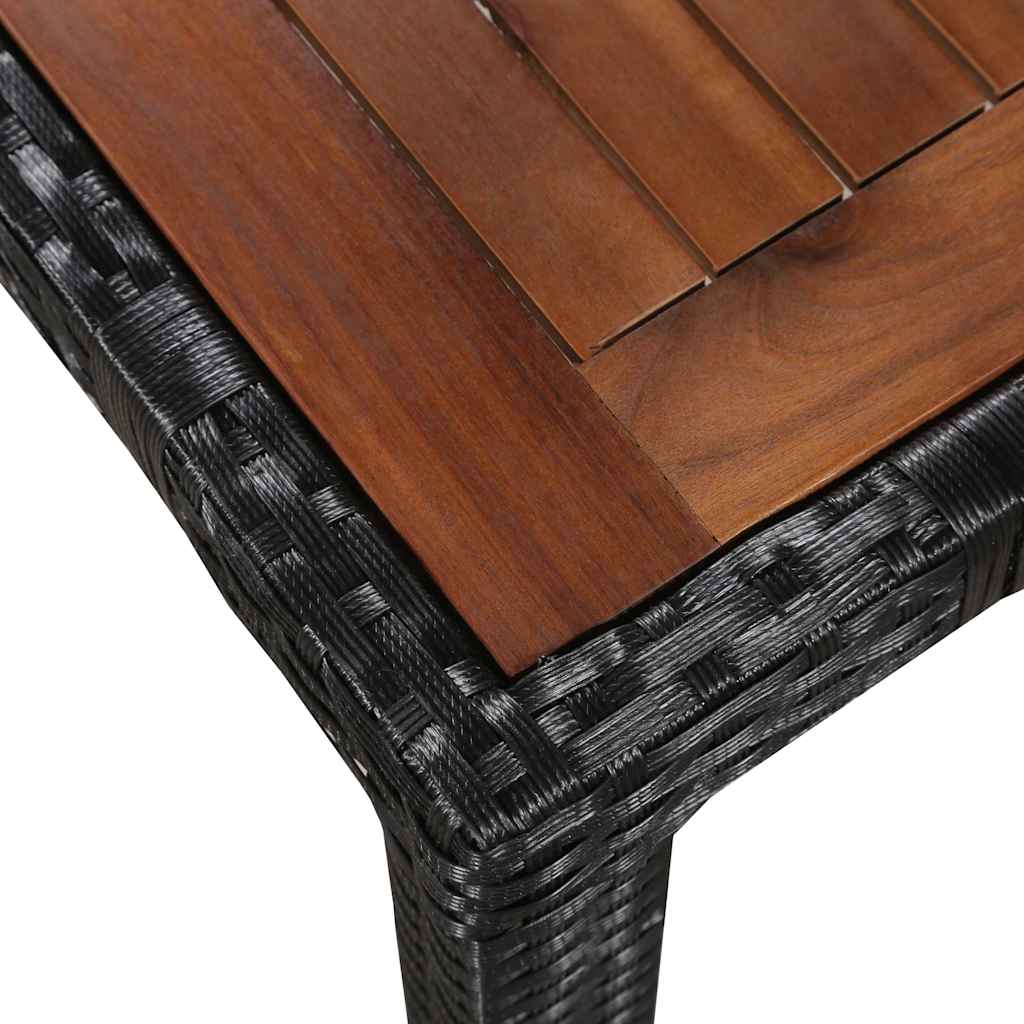 vidaXL 5-delige Tuinset poly rattan en acaciahout zwart