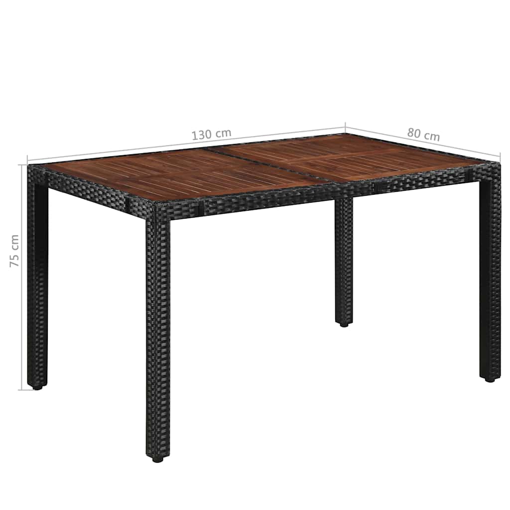 vidaXL 5-delige Tuinset poly rattan en acaciahout zwart