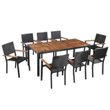 vidaXL 5-delige Tuinset poly rattan en acaciahout zwart