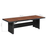 vidaXL Tuintafel 240x90x74 cm poly rattan en massief acaciahout