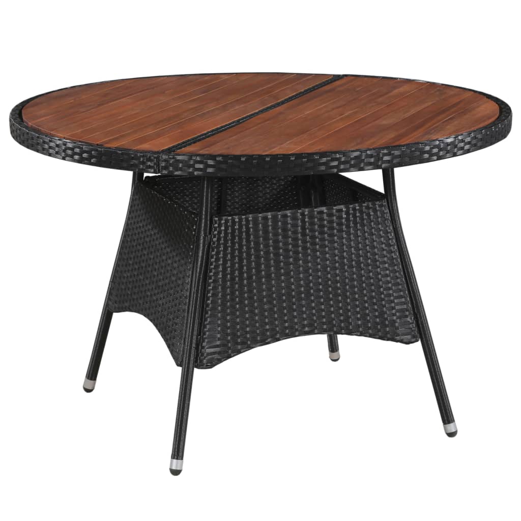 vidaXL Garden Table 115x74 cm Poly Rattan and Solid Acacia Wood