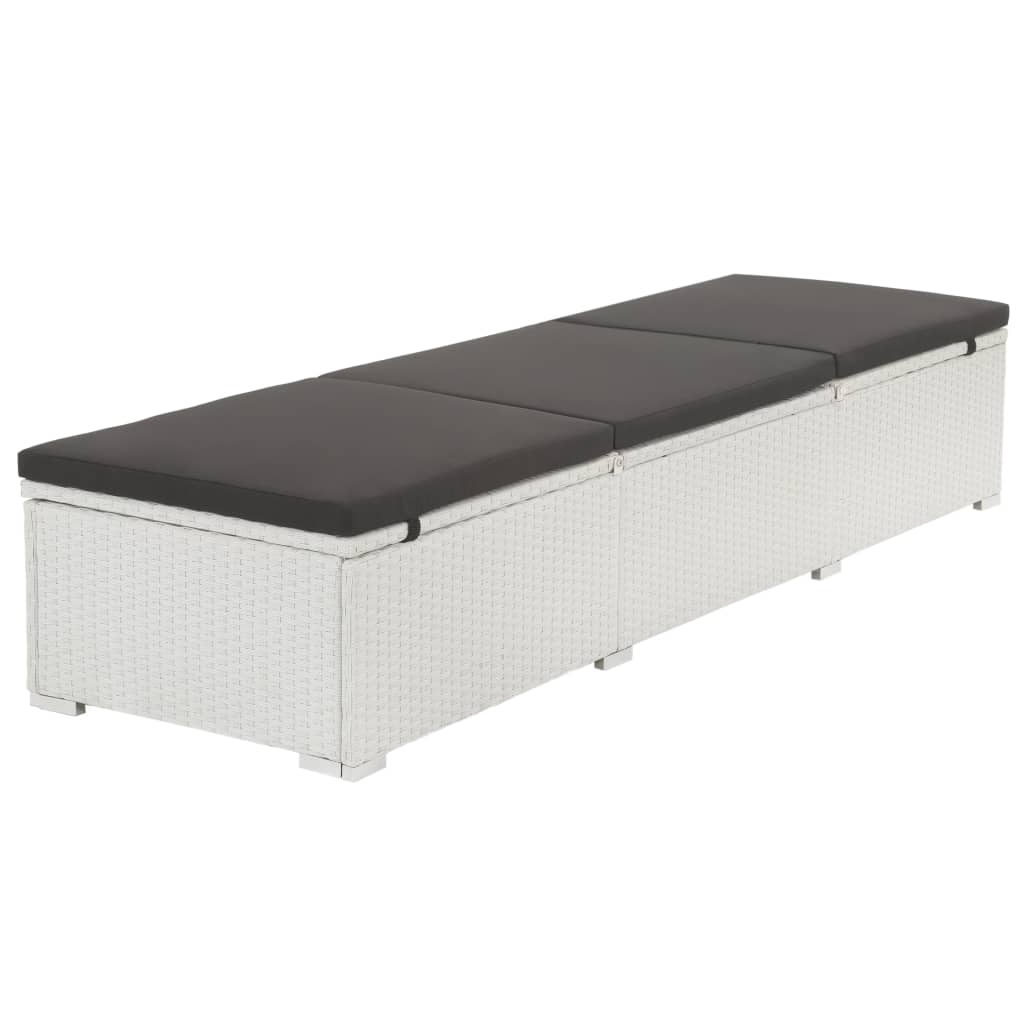 vidaXL Ligbed met kussen poly rattan wit