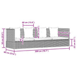 vidaXL Tuinbed 200x60 cm poly rattan grijs