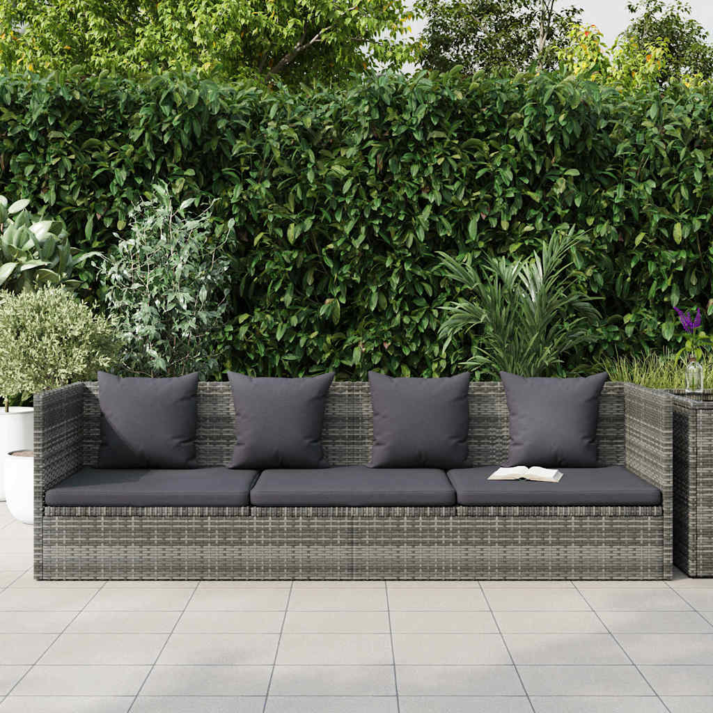 vidaXL Tuinbed 200x60 cm poly rattan grijs
