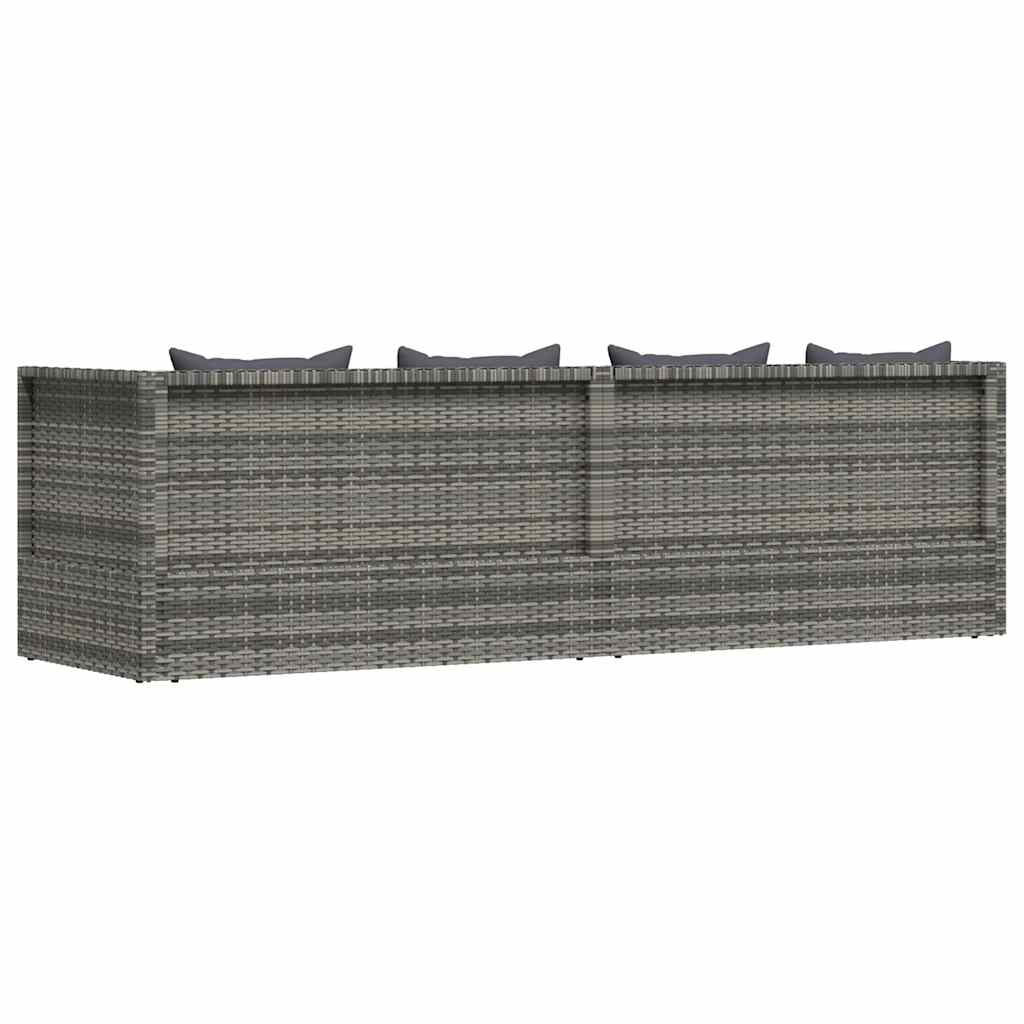 vidaXL Tuinbed 200x60 cm poly rattan grijs