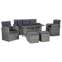 vidaXL 6-delige Tuinset met kussens poly rattan zwart