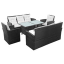 vidaXL 5-piece Lounge Set with Cushions Poly Rattan Black